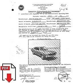 1968 AMC Javelin FIA homologation form PDF download